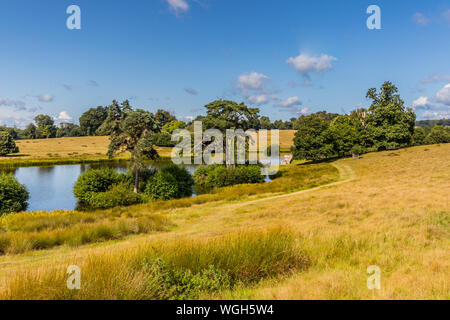 Il laghetto superiore a Petworth Park, West Sussex, Regno Unito Foto Stock