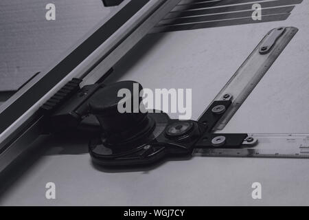 Disegno dell'architettura strumento tabella close-up - Foto Foto Stock