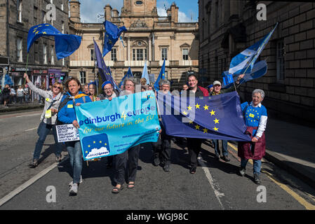 Edimburgo, Scozia, 31 agosto 2019. Movimento europeo in Scozia terrà una manifestazione di protesta contro la proroga del Parlamento. Foto Stock