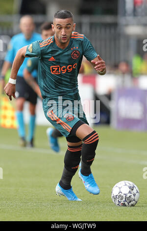 1 settembre 2019 Rotterdam, Paesi Bassi Calcio Olandese Eredivisie Sparta Rotterdam contro Ajax Amsterdam 01-09-2019: Voetbal: Sparta Rotterdam contro Ajax: Rotterdam L-R: Hakim Ziyech di Ajax Foto Stock