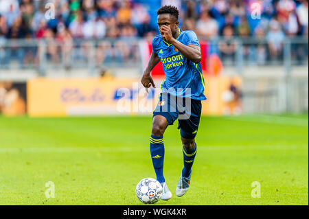 1 settembre 2019 Tilburg, Paesi Bassi Calcio Olandese Eredivisie Willem II v Feyenoord 01-09-2019: Voetbal: Willem II v Feyenoord: Tilburg L-R giocatore di Feyenoord Luis Sinisterra Foto Stock