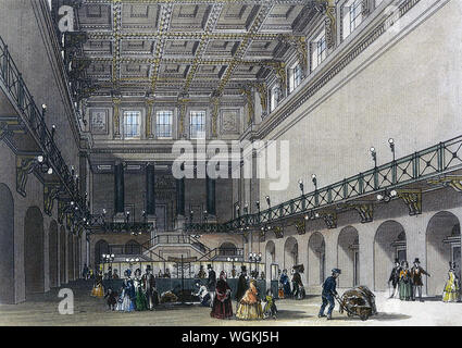 La stazione di Euston,Londra. La grande sala in 1849 Foto Stock