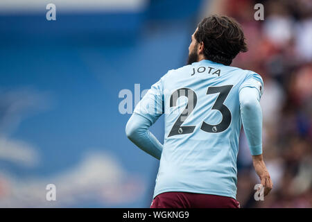 Londra, Inghilterra - 31 agosto: Jota di Aston Villa durante il match di Premier League tra Crystal Palace e Aston Villa di Selhurst Park il Agosto 31, 2019 a Londra, Regno Unito. (Foto di Sebastian Frej/MB Media) Foto Stock