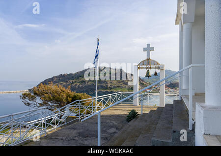 Bella chiesa in Mirina, Lemnos Island, Grecia Foto Stock