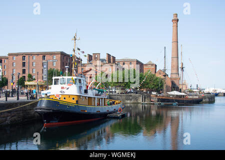 Brocklebank Rimorchiatore Museum e Royal Albert Dock, Liverpool Waterfront, Liverpool, Merseyside England, Regno Unito Foto Stock