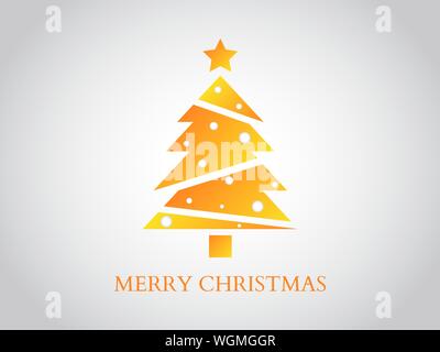 Merry Christmas greeting card. Oro design di lusso su sfondo bianco. Albero di natale e stelle in stile minimal. Felice Anno Nuovo concetto. Holiday templat Illustrazione Vettoriale