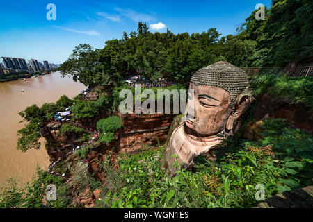 Il gigante Buddha di Leshan vicino a Chengdu, Cina Foto Stock