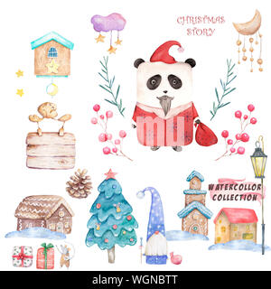 Set di Natale pupazzo di neve , Foresta animale ,può essere usato per il bambino di t-shirt, stampa Stampa fashion design, usura per bambini, baby doccia celebrazione saluto e in Foto Stock