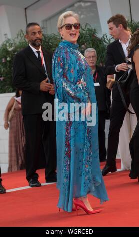 Venezia, Italia. Il 1° settembre 2019. Meryl Streep assiste la premiere di 'La lavanderia a gettoni' durante il 76° Festival del Cinema di Venezia al Palazzo del Cinema al Lido di Venezia, Italia, il 01 settembre 2019. | Utilizzo di credito in tutto il mondo: dpa picture alliance/Alamy Live News Foto Stock