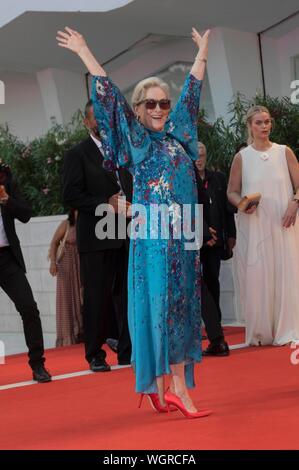 Venezia, Italia. Il 1° settembre 2019. Meryl Streep assiste la premiere di 'La lavanderia a gettoni' durante il 76° Festival del Cinema di Venezia al Palazzo del Cinema al Lido di Venezia, Italia, il 01 settembre 2019. | Utilizzo di credito in tutto il mondo: dpa picture alliance/Alamy Live News Foto Stock