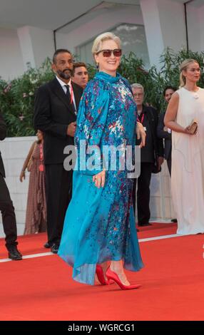 Venezia, Italia. Il 1° settembre 2019. Meryl Streep assiste la premiere di 'La lavanderia a gettoni' durante il 76° Festival del Cinema di Venezia al Palazzo del Cinema al Lido di Venezia, Italia, il 01 settembre 2019. | Utilizzo di credito in tutto il mondo: dpa picture alliance/Alamy Live News Foto Stock