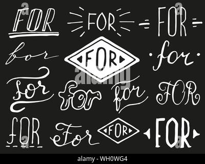 Mano contrassegnate da lettere e parole chiave per l. Raccolta di disegnati a mano parole chiave. '&' E parole chiave per il vostro design. Moderna calligrafia manoscritta e lettering vector set. Illustrazione Vettoriale