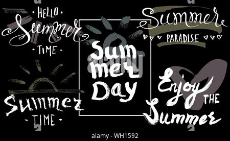 Estate di scritte. Disegnata a mano caligraphy. Estate manoscritta poster. Elemento di design per banner stagionale, t-shirt, carte. Illustrazione Vettoriale Illustrazione Vettoriale