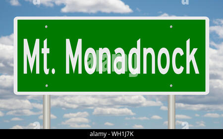 Il rendering di un verde autostrada segno per Mt. Monadnock New Hampshire Foto Stock