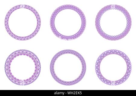 Mosaico isolato round set di confine - circolare ornamentali elemento vettoriale sullo sfondo Illustrazione Vettoriale