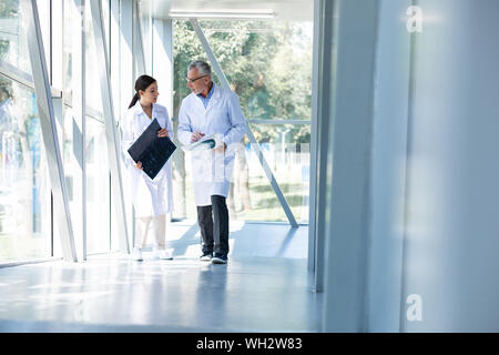 Medico professionale lavoratore a parlare con il suo assistente Foto Stock