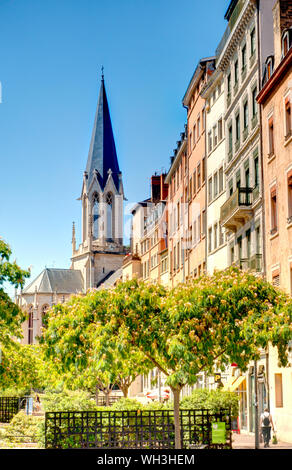 Lione, centro storico, immagine HDR Foto Stock