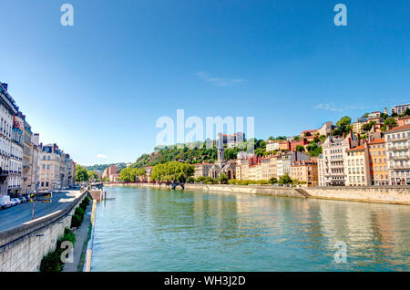 Lione, centro storico, immagine HDR Foto Stock