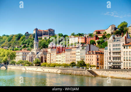 Lione, centro storico, immagine HDR Foto Stock