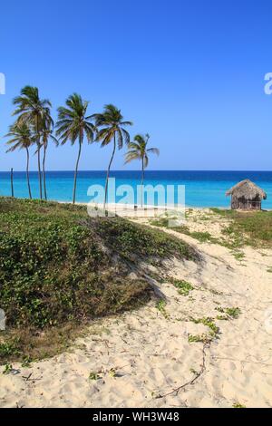 Paesaggio di Cuba. Spiaggia caraibica Playa Megano a Playas del Este parte di Havana Province. Foto Stock