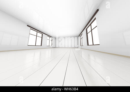 3D reso illustrazione di una stanza vuota. Foto Stock