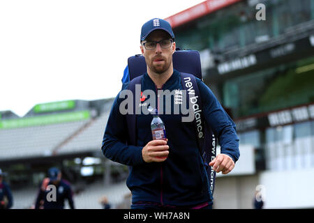 L'Inghilterra del martinetto Leach durante una sessione di reti a Old Trafford, Manchester. Foto Stock