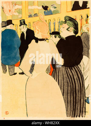 Henri de Toulouse Lautrec, al Moulin Rouge, la Goulue e sua sorella, stampa 1892 Foto Stock