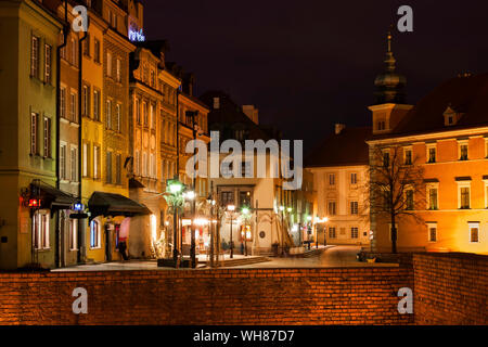 Città vecchia di notte, Varsavia, Polonia Foto Stock