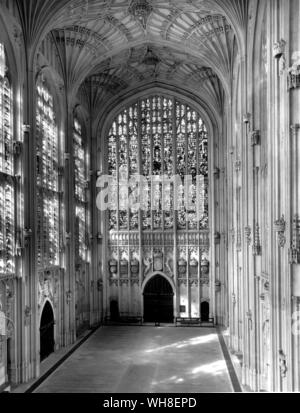 Cambridge, King's College Chapel. La Cappella Ante guardando ad ovest. A metà del XV secolo e gli inizi del XVI secolo. Foto Stock