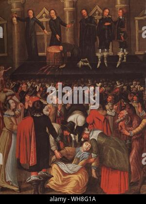 L'artista impressione della esecuzione di Carlo I (1600-1649). Re d'Inghilterra, in Scozia e in Irlanda. Questa guerra senza un nemico da Richard Ollard, pagina 201. Quando Charles fu decapitato il 30 gennaio 1649, un lamento è stato ascoltato dalla folla, alcuni dei quali poi immerso il loro fazzoletti da naso e da taschino nel suo sangue, avviando così il culto del martire re. Vi è qualche storico dibattito sull'identità dell'uomo che ha decapitato il Re che era stato mascherato in corrispondenza della scena. Foto Stock