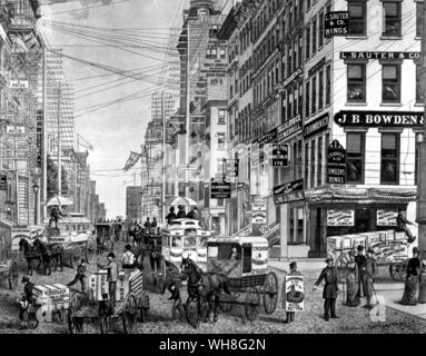 Broadway New York, 1880, come Tchaikovsky avrebbe visto sulla sua visita negli Stati Uniti. Ciaicovskij di John Warrack pagina 244. Foto Stock