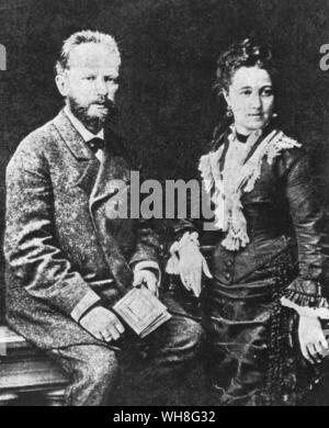 Ciaicovskij e la sua sposa,.ssa Antonina Milyukova. Pyotr Ilyich Tchaikovsky (1840-1893) è stato un compositore russo dell'età romantica. Ciaicovskij di John Warrack pagina 112. Foto Stock