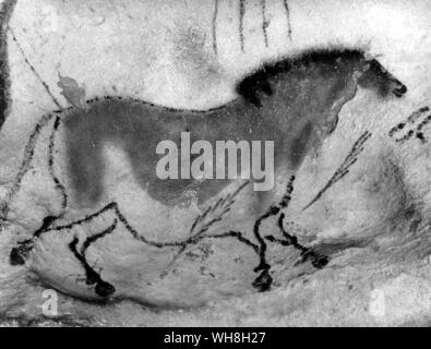 Cavallo in arte preistorica. Rock disegni e incisioni, . 300.000 - 10.000 BC, coprendo il Aurignacian, Solutrean e cultura Magdalenian periodi. Data di creazione: ca. 15.000 - 13.000 B.C. Da enciclopedia del cavallo pagina 275. Foto Stock