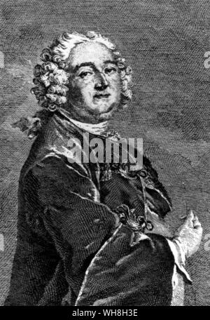 La Gueriniere Francois Robichon de la Gueriniere (1688-1751) ecuyer du Roi nel 1769. Il famoso cavallo francese uomo scudiero di Re Luigi XIV a Les Tuileries dove è stato istruttore nella classica sede.. . Foto Stock