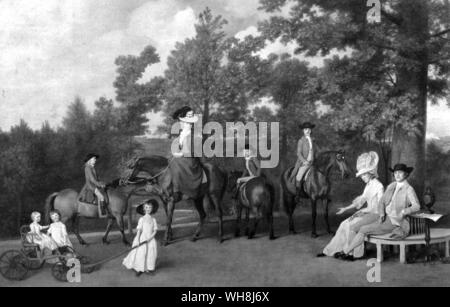 Susannah Wedgewood (1765-1817), successivamente Charles Darwin madre con suo fratello Giosia (centro) e la loro famiglia. Il loro padre è stato il fondatore della ceramiche Wedgwood. Darwin e la Beagle da Alan Moorhead, pagina 29. Foto Stock