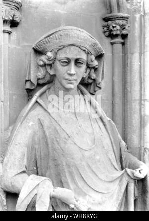 Marguerite di Francia la scultura da Lincoln Cathedral. Seconda regina a Edward mi nato 1282 sposato 1298 morì 1318 Foto Stock