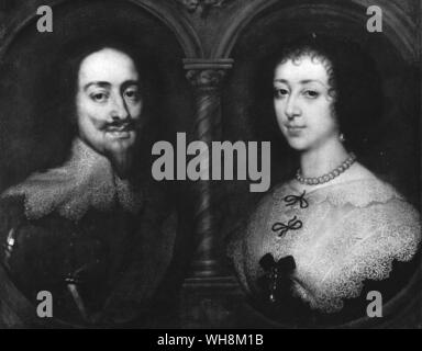 Henrietta Maria con il marito la cui incoronazione ed esecuzione ella non condivideva la regina di Charles mi nato 1609 sposato morì 1625 1669. Foto Stock
