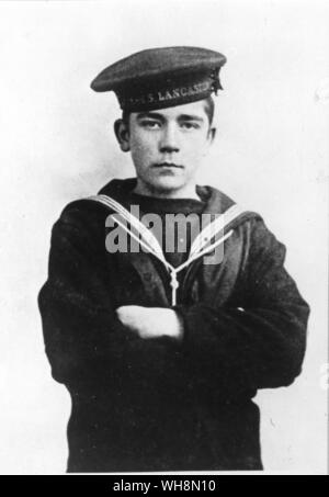 Il ragazzo eroe della battaglia dello Jutland John Travers Cornwell, il secondo più giovane vincitore della Victoria Cross. Ha servito come un traguardo setter del dispositivo HMS Chester e pur ferito mortalmente egli rimase al suo posto in attesa di ordini Foto Stock