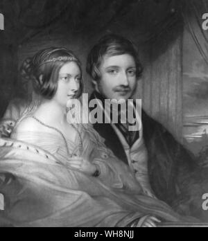La regina Vittoria e il Principe Alberto tratte dalla vita nel Royal Box all'opera italiana nel loro primo anno di marraige Foto Stock