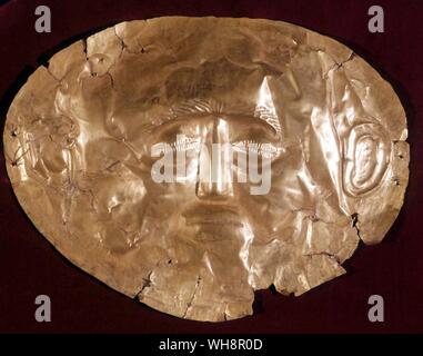 Maschera di oro per il principe morto". Da grave cerchi a Micene, XVI secolo A.C. Foto Stock