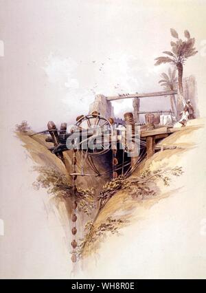 Un waterwheel. Da David Roberts' Egitto e la Nubia Foto Stock