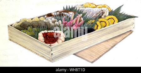 Un bento o pranzo al sacco box. 1900. Foto Stock