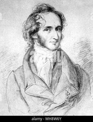 Niccolò Paganini disegno da Wilhelm Hensel 1828 (1782-1840) Italiano violinista e compositore Foto Stock