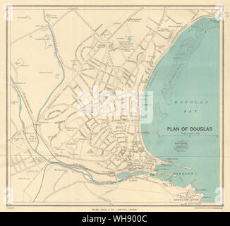 DOUGLAS vintage town/city plan. Isola di Man WARD LOCK 1951 old vintage map Foto Stock