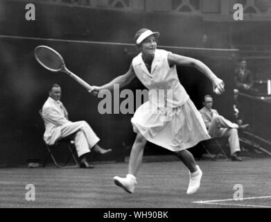 Helen Wills Moody nel 1935. Wimbledon 1935.. Foto Stock