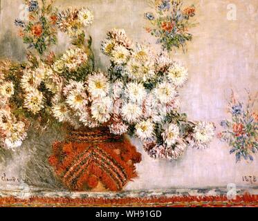 Chrysanthemums - 1878. by Claude Monet. Jeu de Paume, Paris, France. Musee d'Orsay, Paris, France. Claude Monet also known as Oscar-Claude Monet or Claude Oscar Monet (November 14, 1840 - December 5, 1926) was a French impressionist painter.. Foto Stock