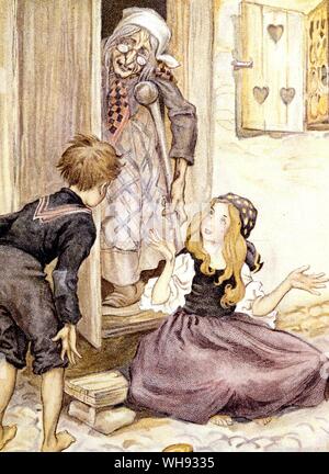 Hansel e Gretel. Frontespizio da Arthur Rackman di fiabe dei fratelli Grimm, 1900.. Foto Stock