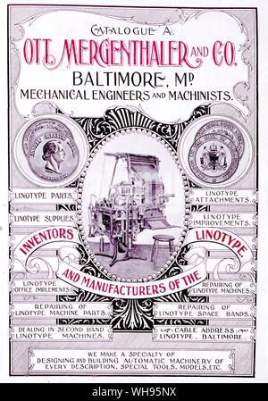 Materie artistiche: Ephemera. (Mark Twain) 3323. Xix C. Poster per la Mergenthaler. Linotype macchina. La biblioteca del congresso. Foto Stock