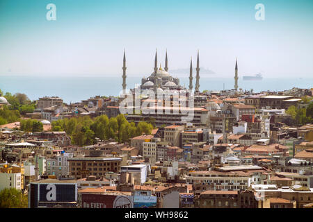 La Moschea di Suleymaniye, Sito Patrimonio Mondiale dell'UNESCO, visto da un elicottero, Istanbul, Turchia, Europa Foto Stock