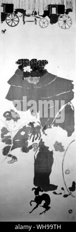 Una parte di quattro litografica-foglia di schermo da Bonnard, una brillante composizione nel modo Giapponese - nursemaids e hansom cabs, Foto Stock